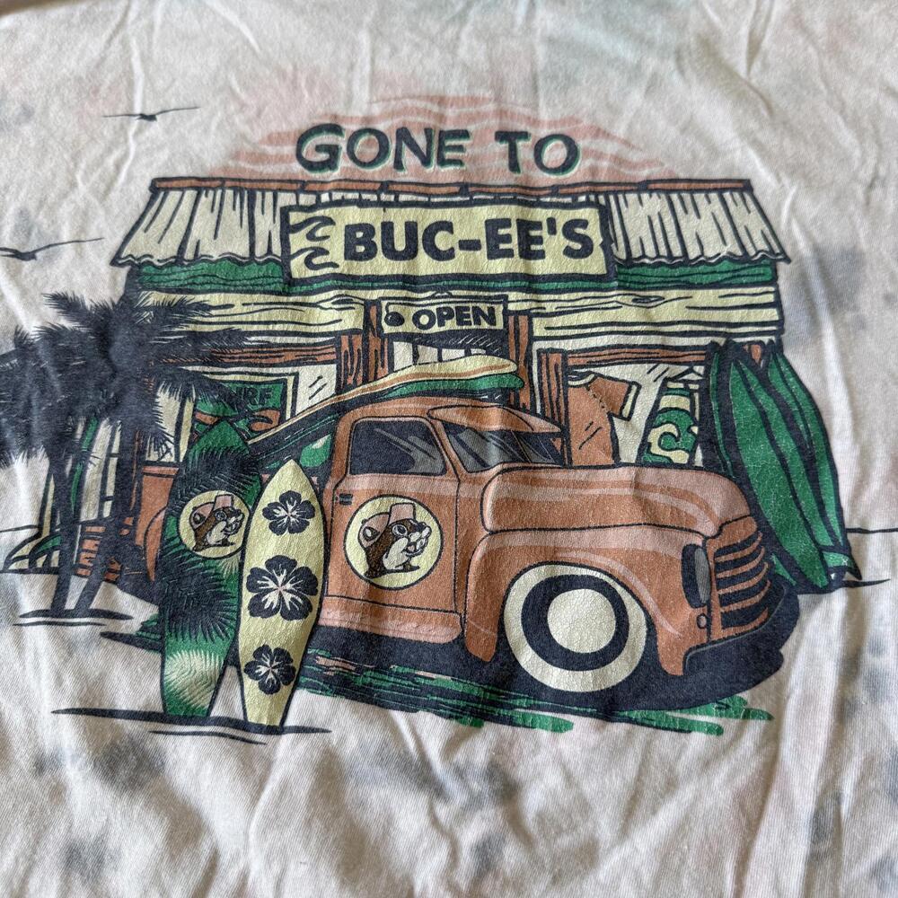 Buc-ee’s Graphic Tie Dye T Shirt Beaver Logo Texas Road Trip Tee L